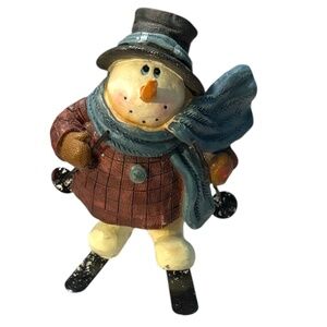 Vintage Boyds Bears Snowman with Blue Scarf and Brown Coat